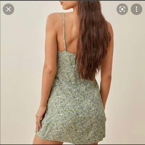 REFORMATION Pistachio Floral Ventura Mini Slip Dress